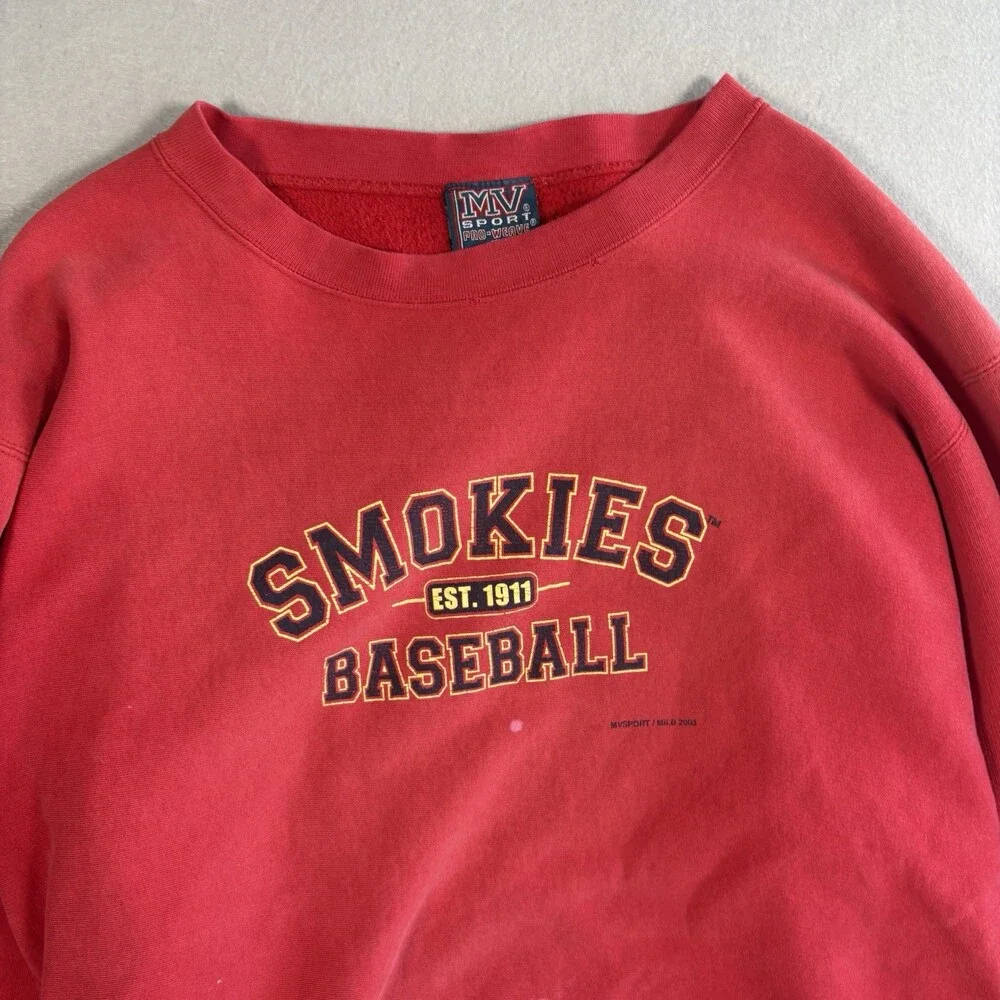 Vintage MV Sport Pro-Weave Red Smokies Baseball MLB 2003 Sweater Size XL
